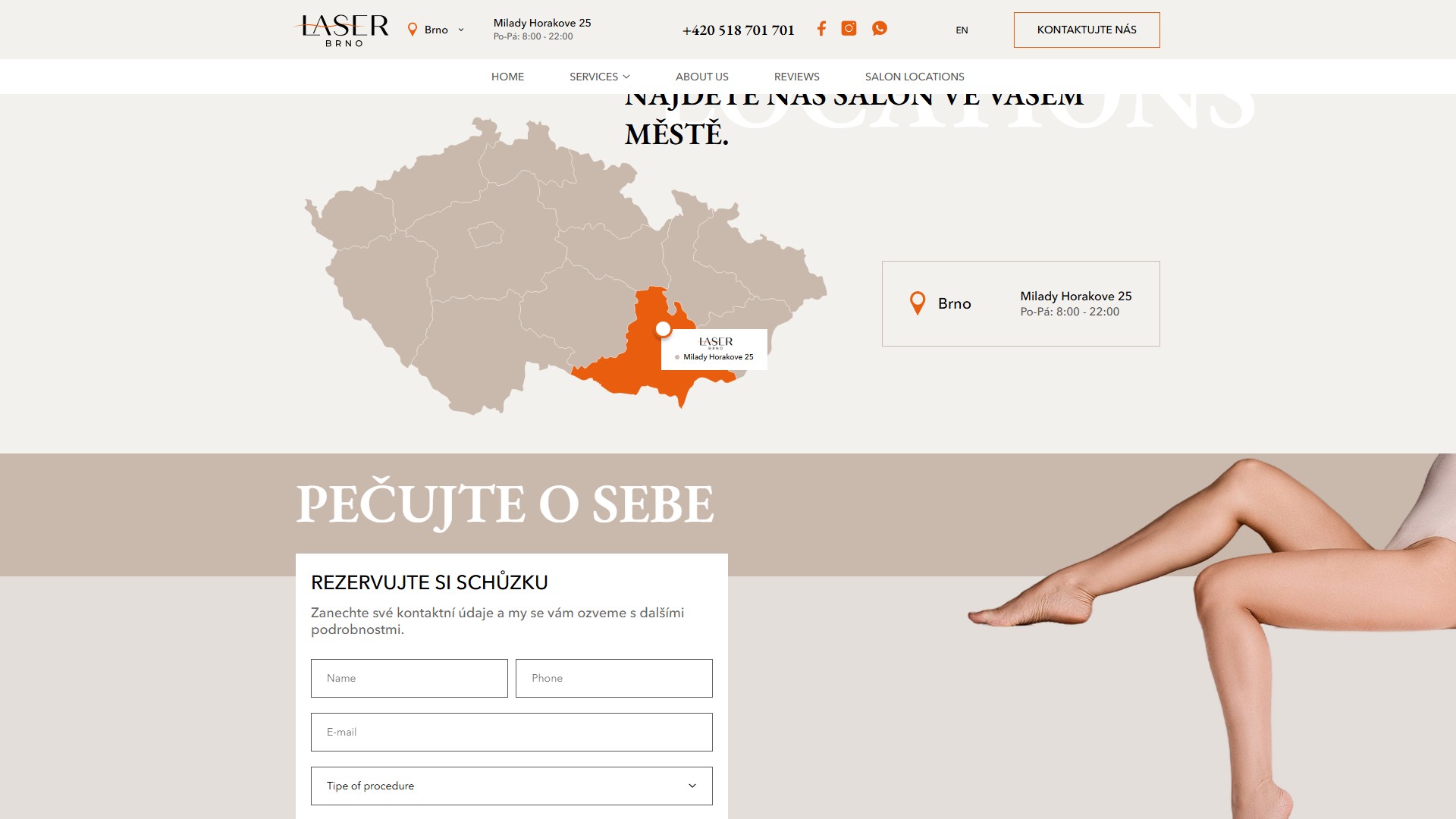 Інтерактивна SVG-мапа Чехії з підсвіченим Південноморавським краєм і пін-таблеткою LASER BRNO на місті Брно