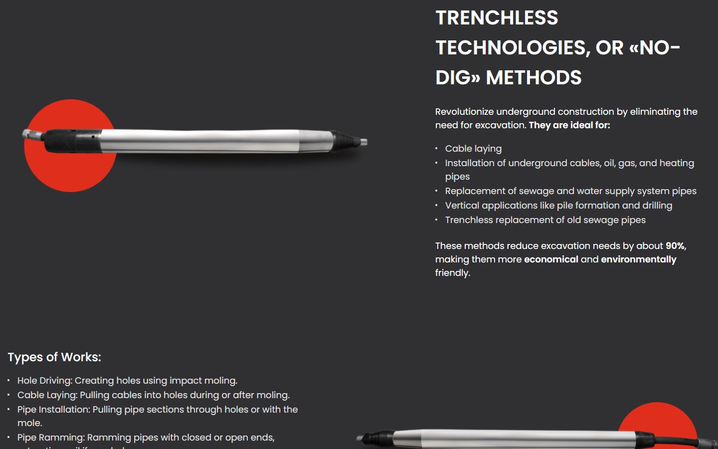 Trenchless «No-Dig» methods — секція з 90% redusction в excavation needs