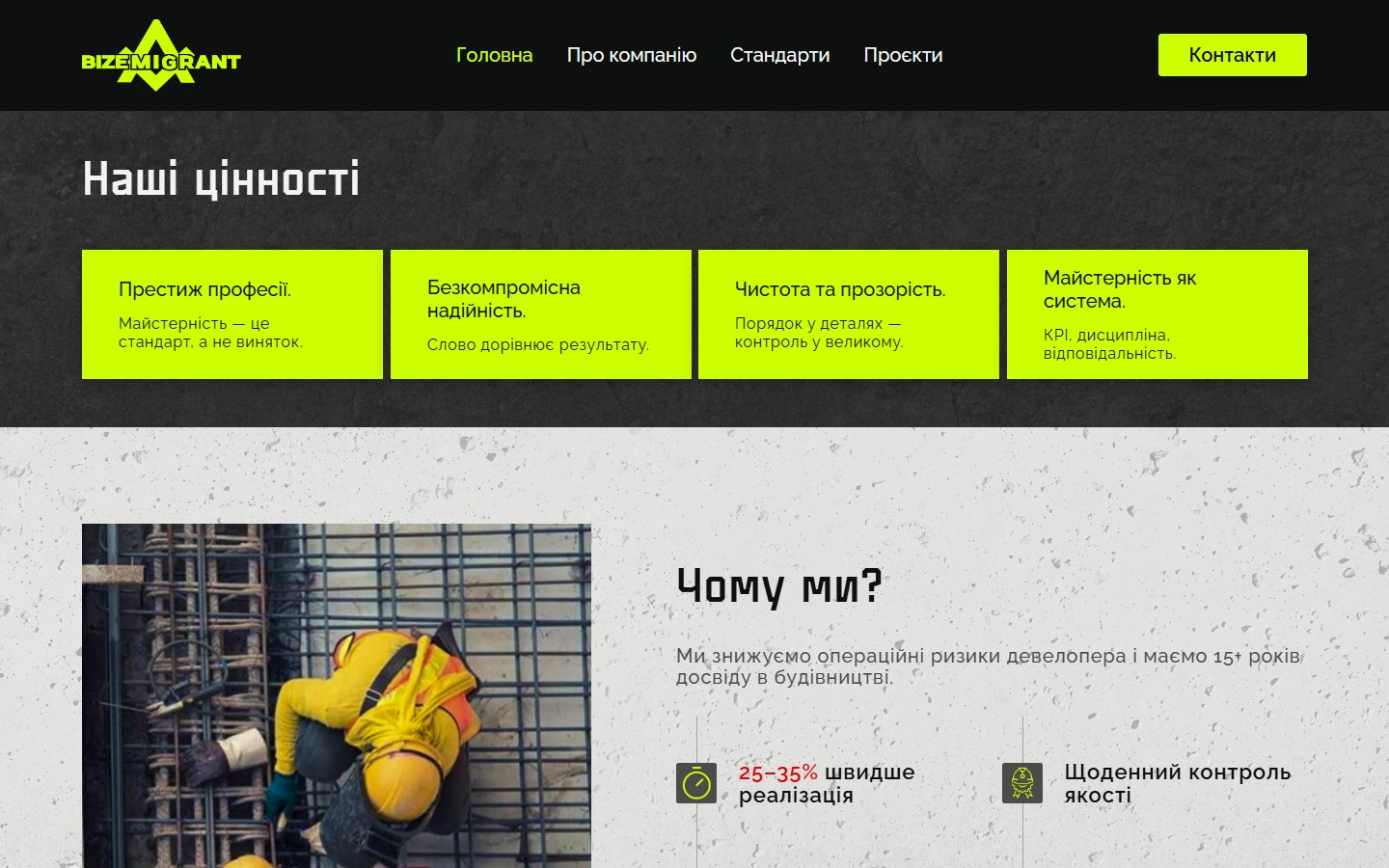 4 цінності Bizemigrant: престиж, надійність, чистота, майстерність