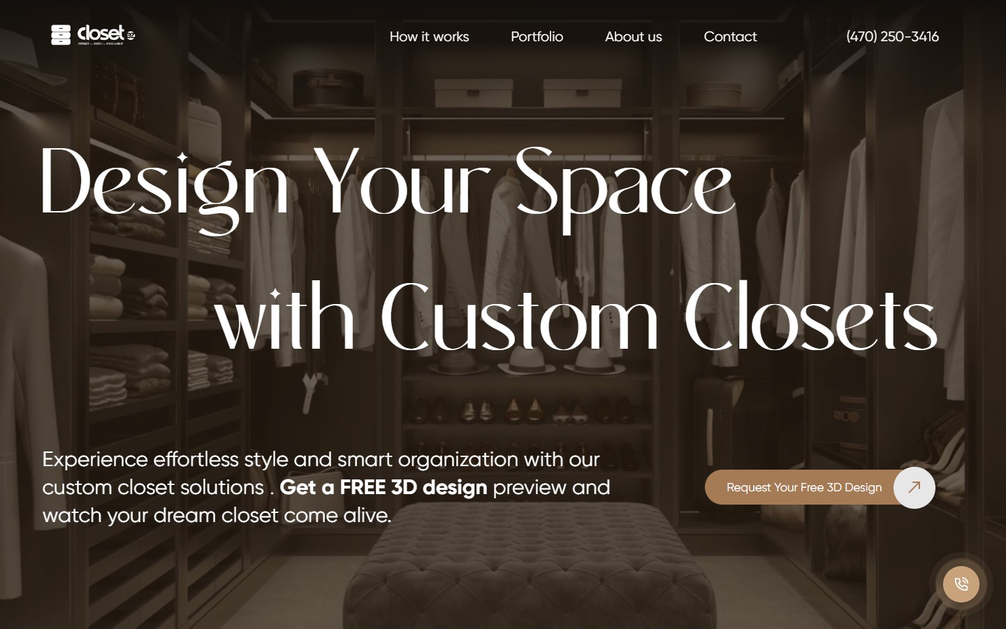 Closetez — custom closets у Атланті з free 3D design і лід-воронкою