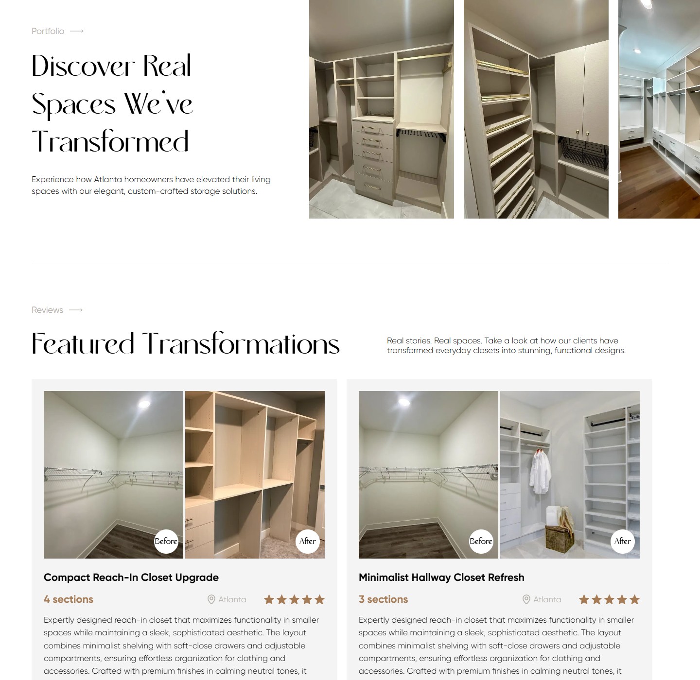 Discover Real Spaces We've Transformed — портфоліо-слайдер