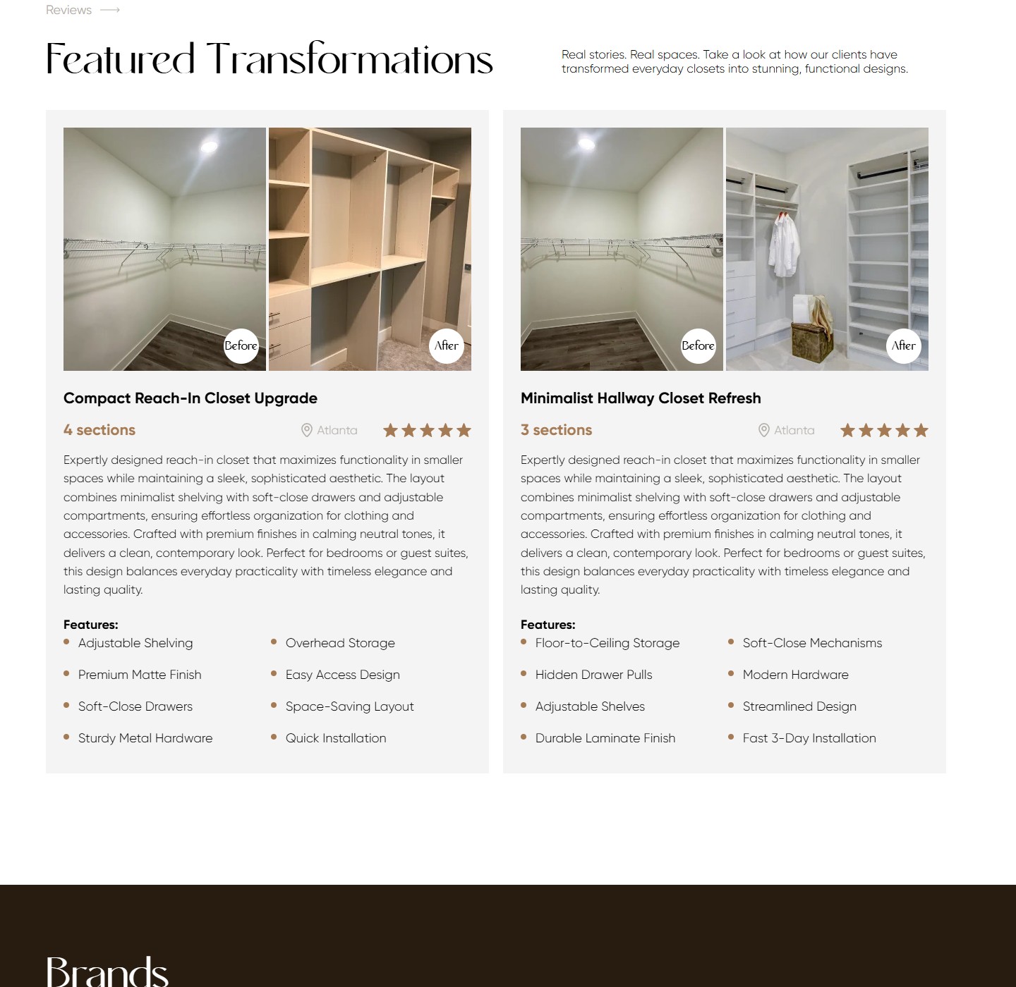 Featured Transformations — before/after картки з фічами