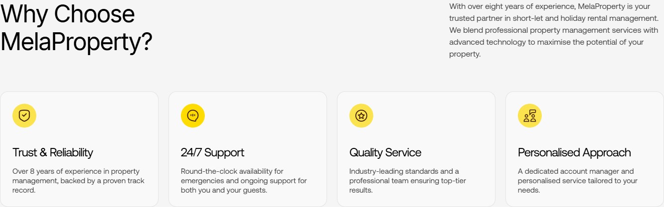 Why Choose MelaProperty — 4 переваги картками