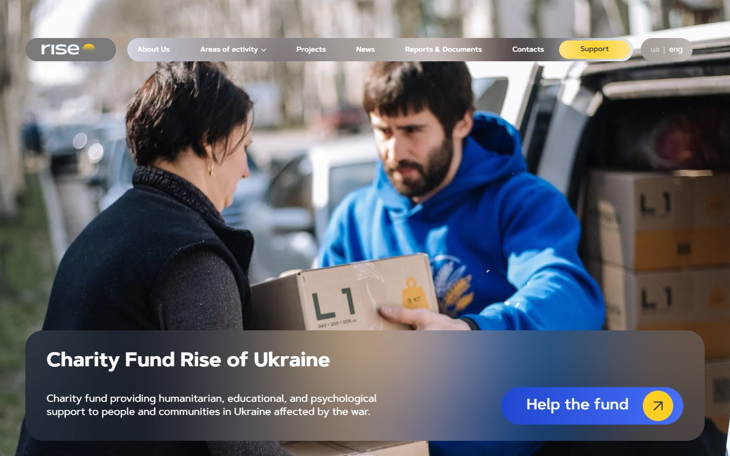 Rise of Ukraine — корпоративний сайт благодійного фонду з білінгвальним контуром і transparency-блоком