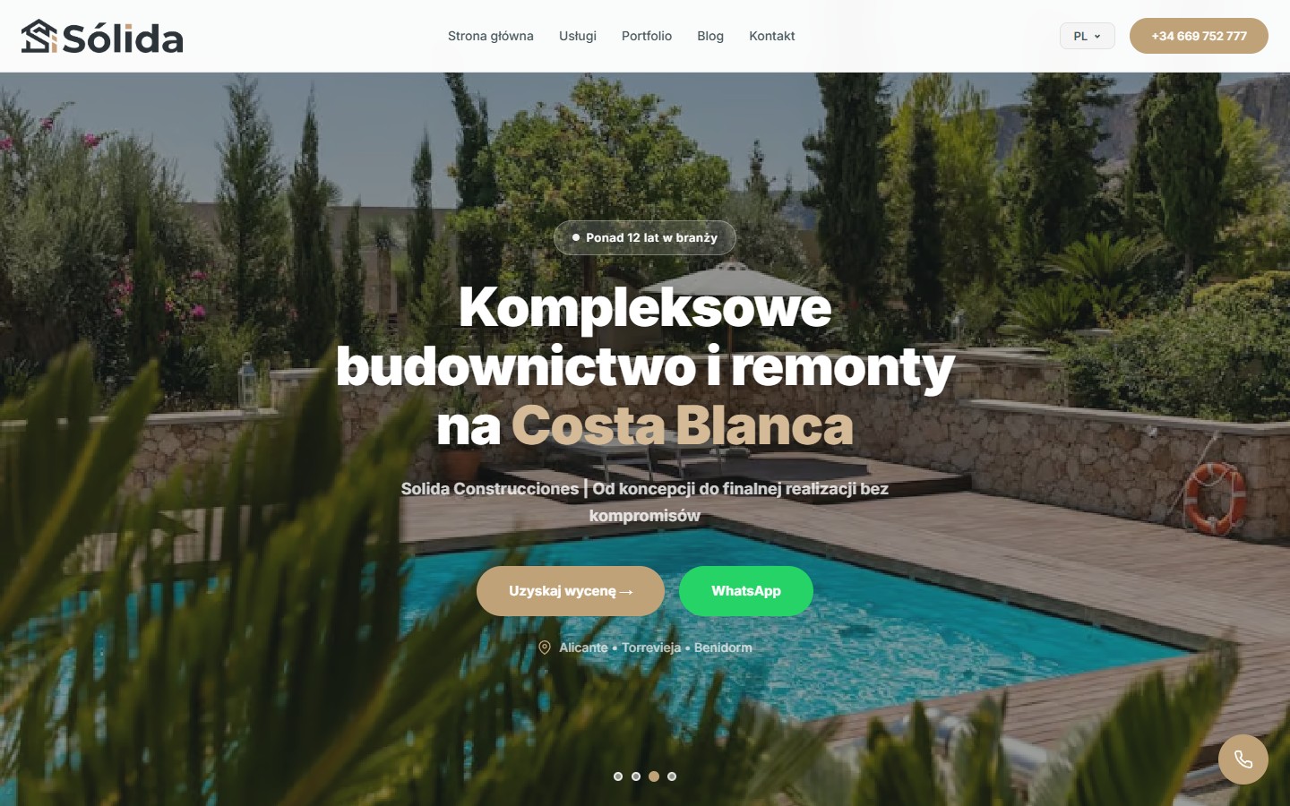 Solida Construcciones — корпоративний сайт будівельної компанії на Costa Blanca