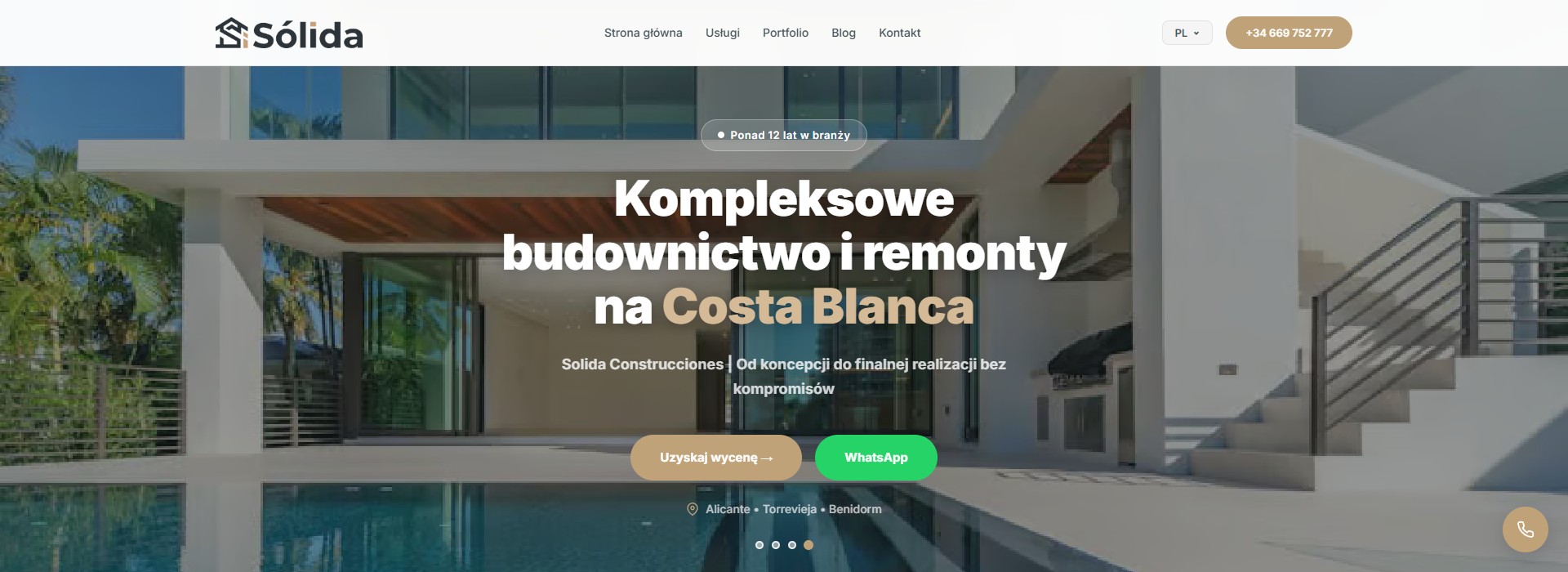 Solida Construcciones — корпоративний сайт будівельної компанії на Costa Blanca