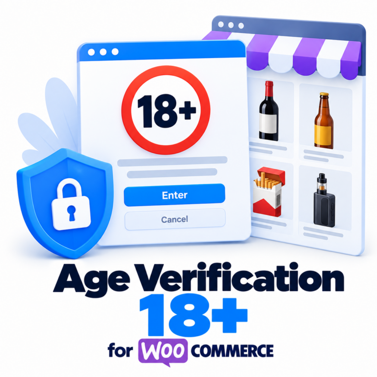 Age Verification 18+ for WooCommerce — customer age check per product and category, checkout blocking, verification log for DE/AT/CH