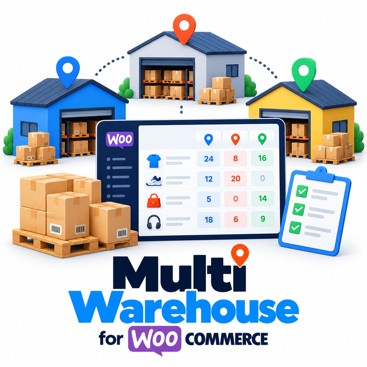 Multi Warehouse для WooCommerce — остатки по складам, распределение заказов и лист сборки