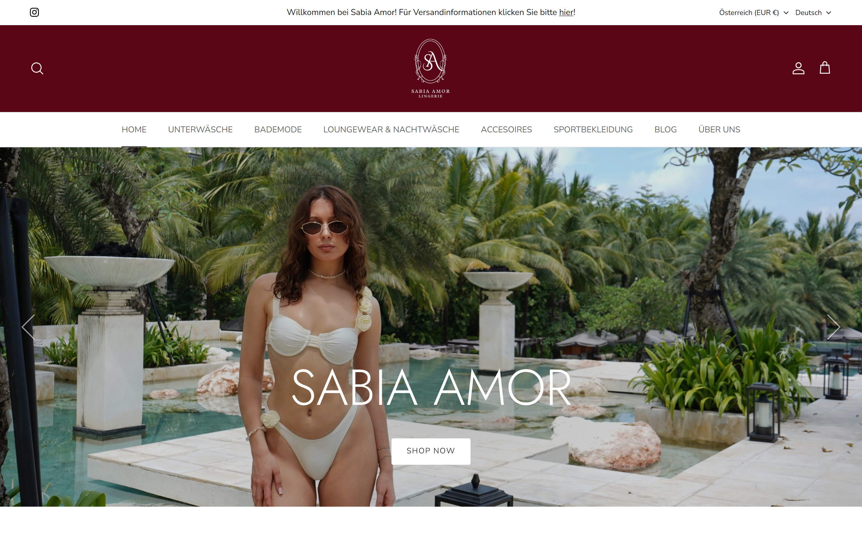 SABIA AMOR — австрійський магазин білизни й купальників: переїзд із Shopify на WooCommerce