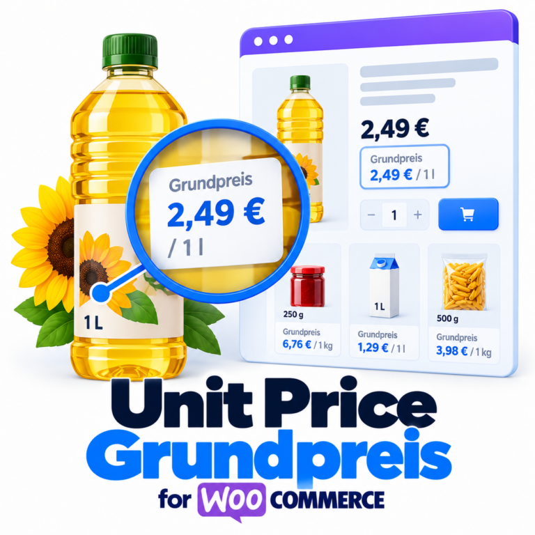 Unit Price Grundpreis for WooCommerce — price per 1 kg, 1 l, 1 m² next to the price