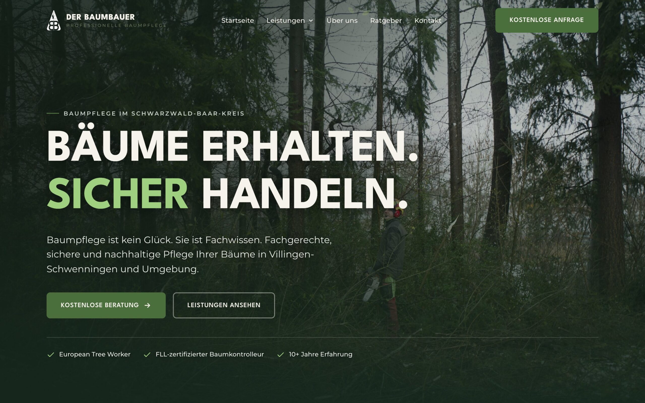 derbaumbauer.de home page — Bäume erhalten. Sicher handeln.