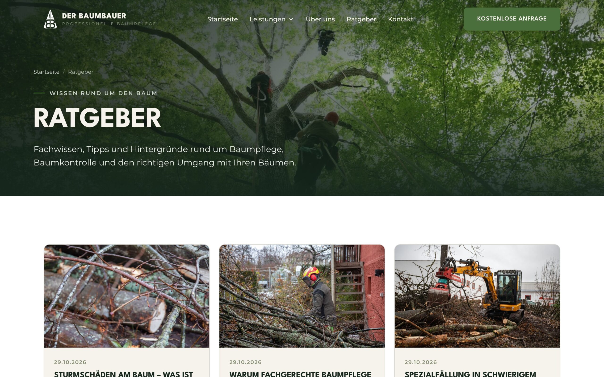 Ratgeber section — tree care articles