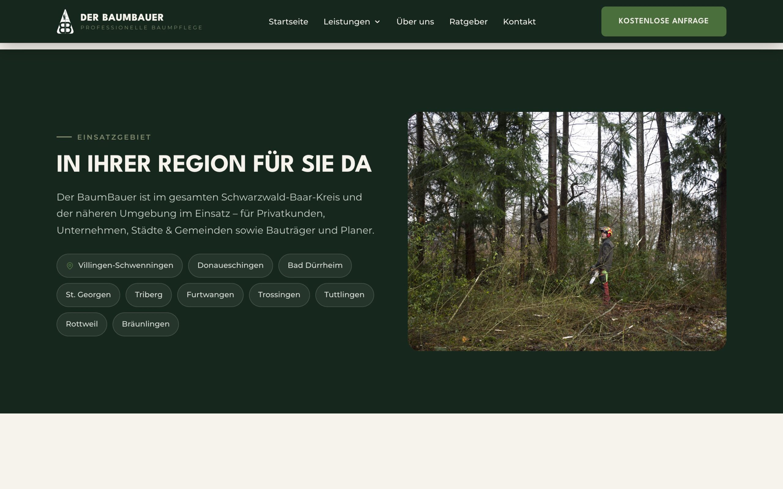 In Ihrer Region für Sie da — list of towns
