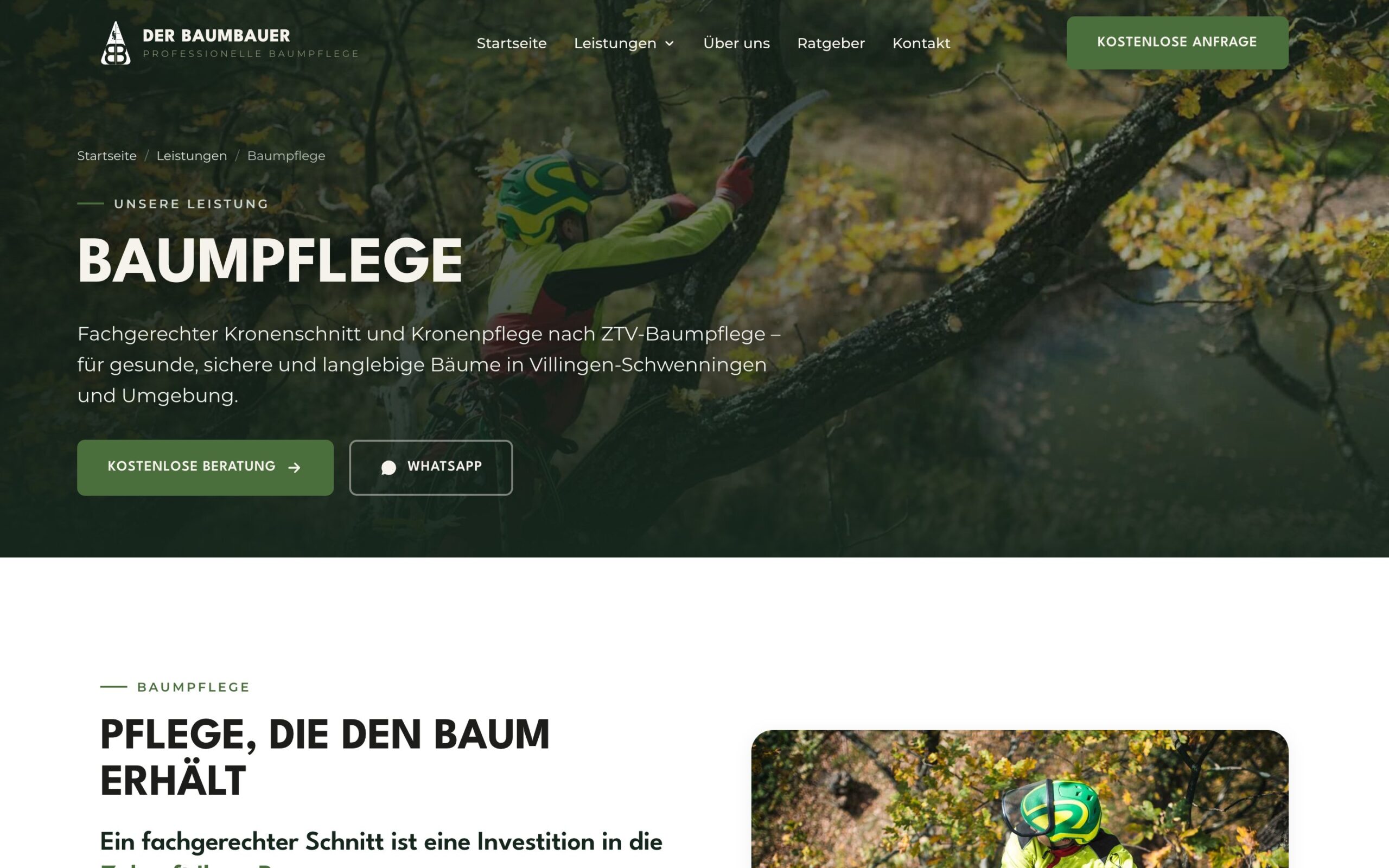 Baumpflege service page