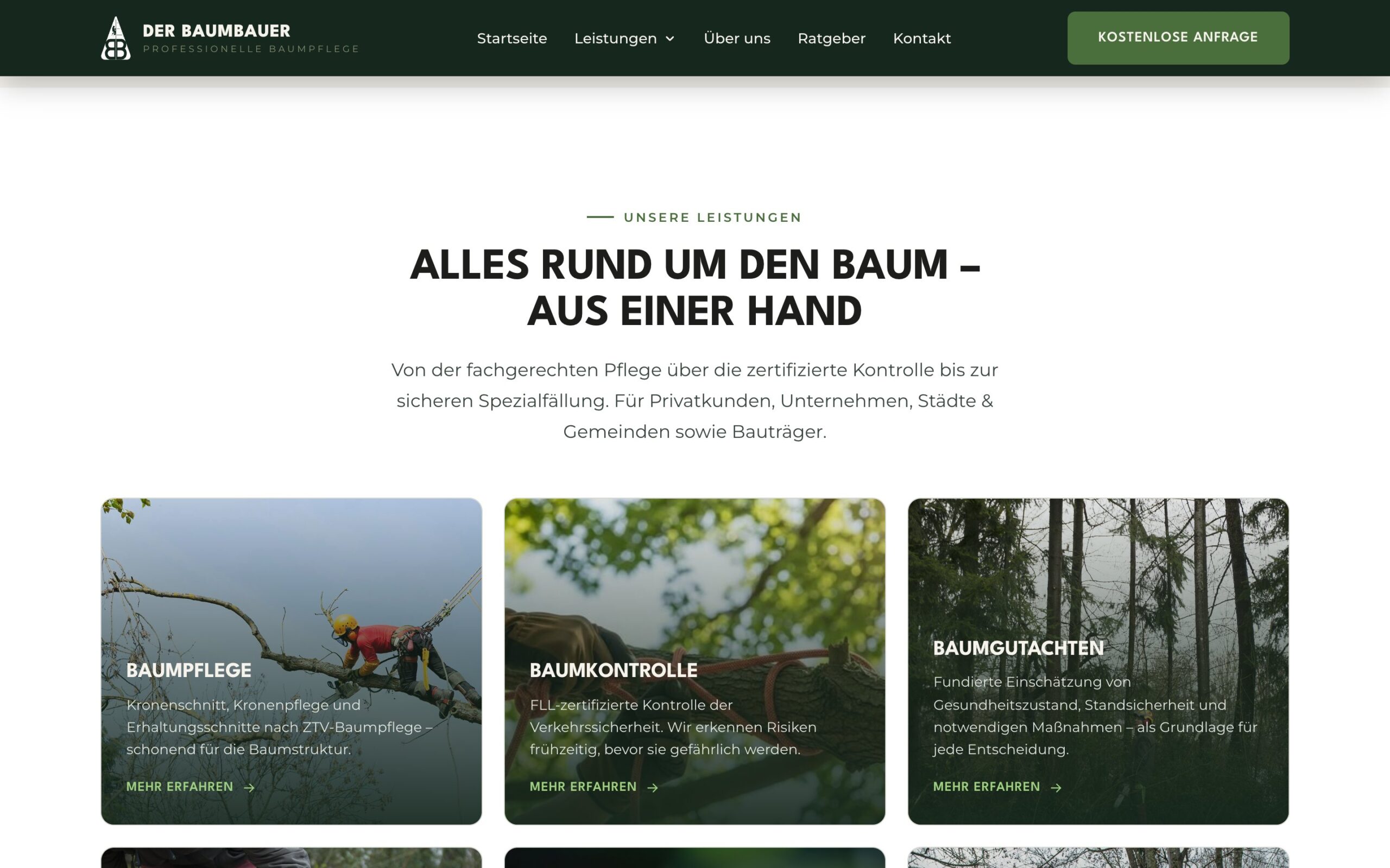 Alles rund um den Baum — service cards