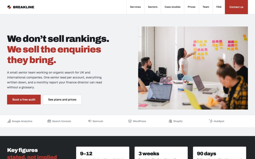 Breakline Marketing Company — сайт лондонської SEO-агенції
