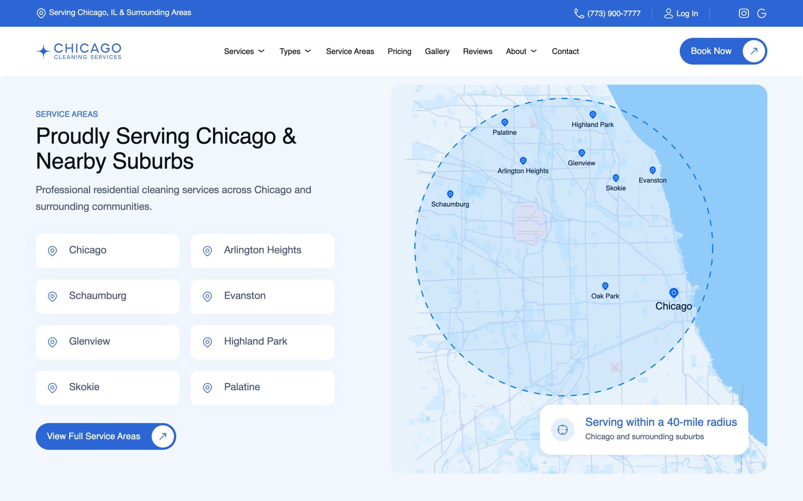 Proudly Serving Chicago & Nearby Suburbs block with a map
