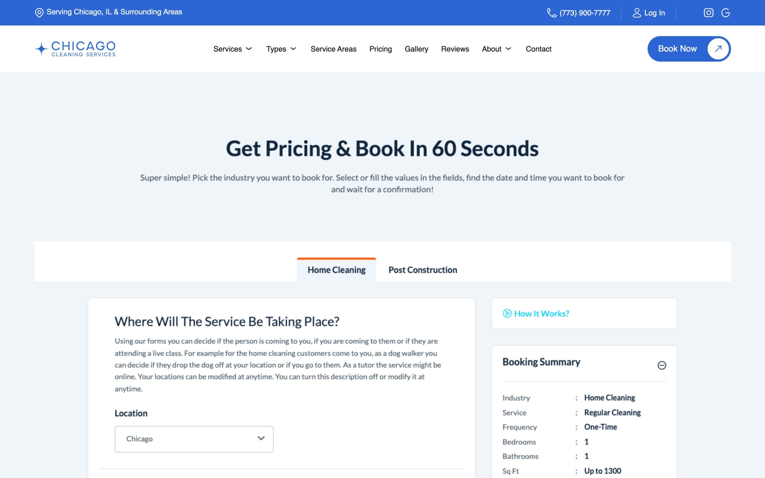 Booking page with the BookingKoala form