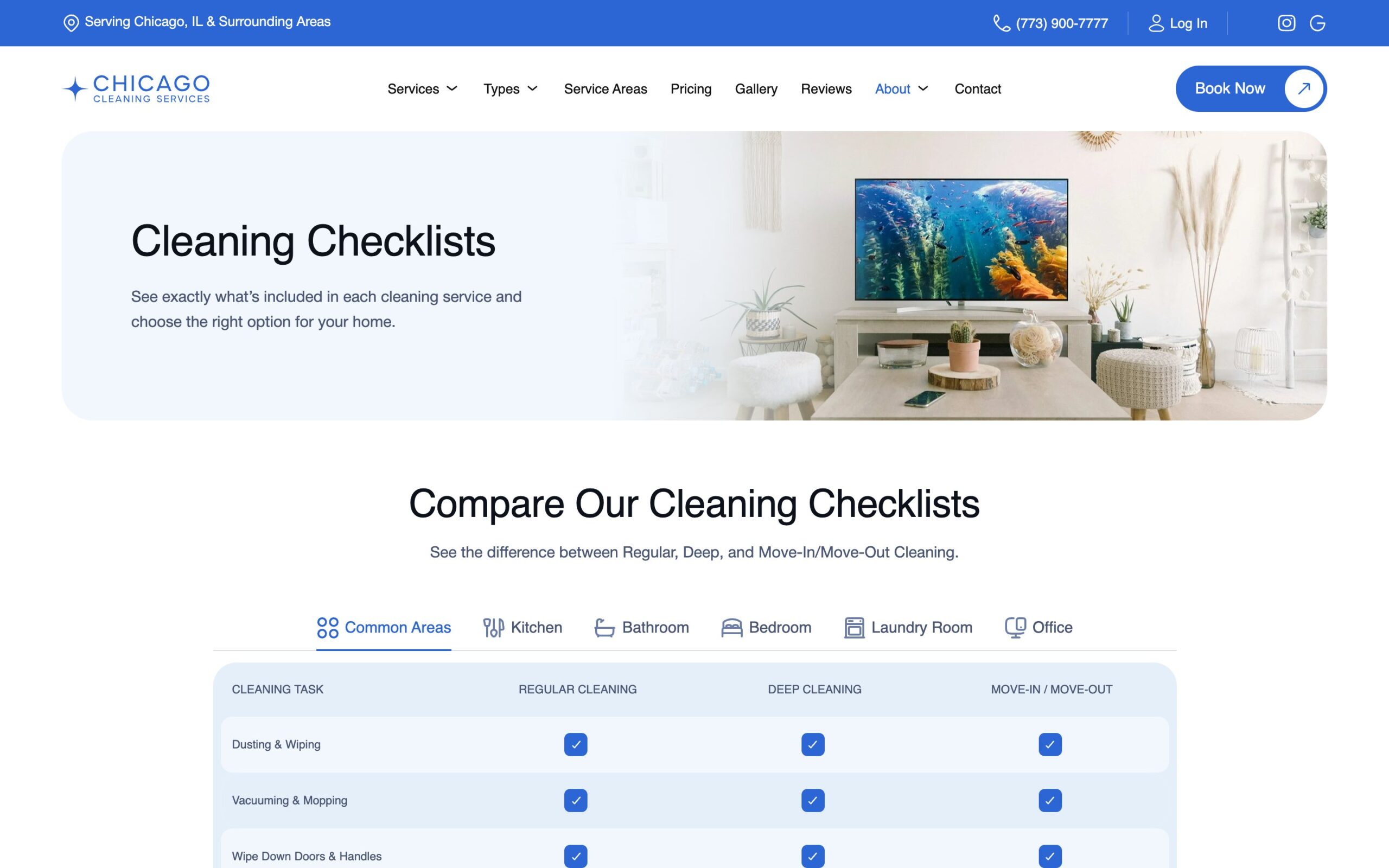 Cleaning Checklists page