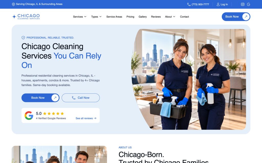 Chicago Cleaning Services — сайт клінінгової компанії з Чикаго