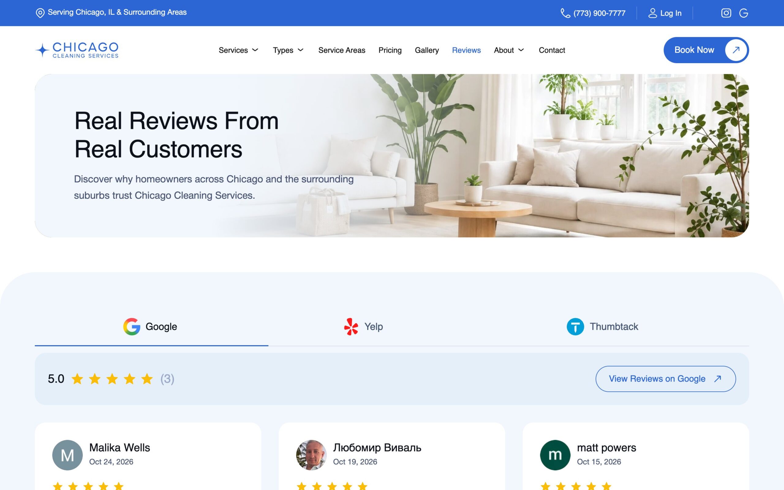 Real Reviews From Real Customers page