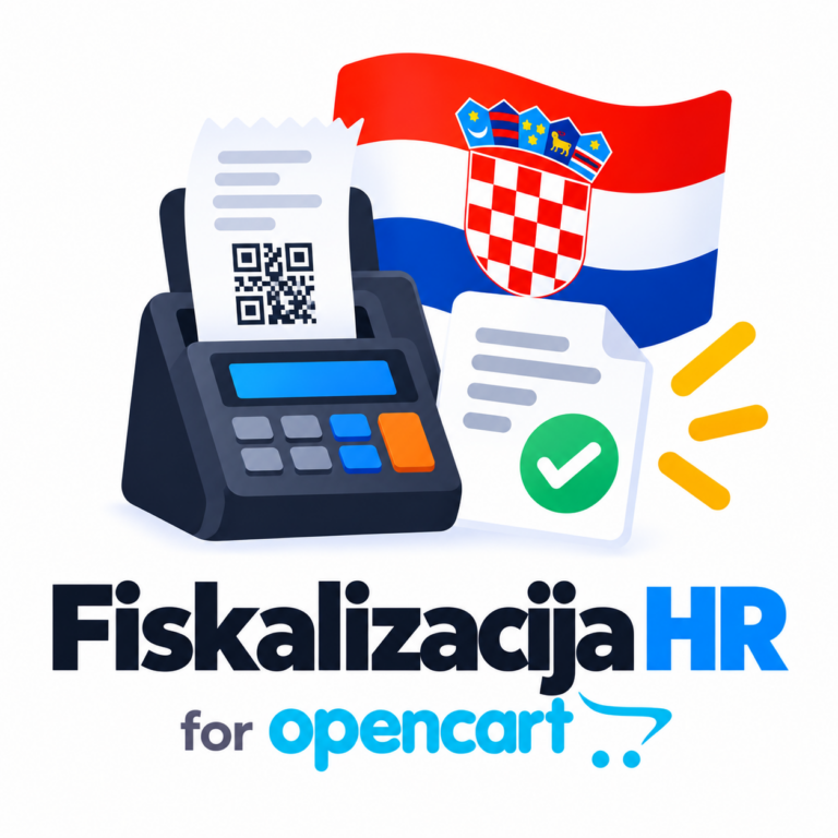 Fiskalizacija HR for OpenCart — fiscal receipts to the Croatian Tax Administration CIS (ZKI, JIR, QR)