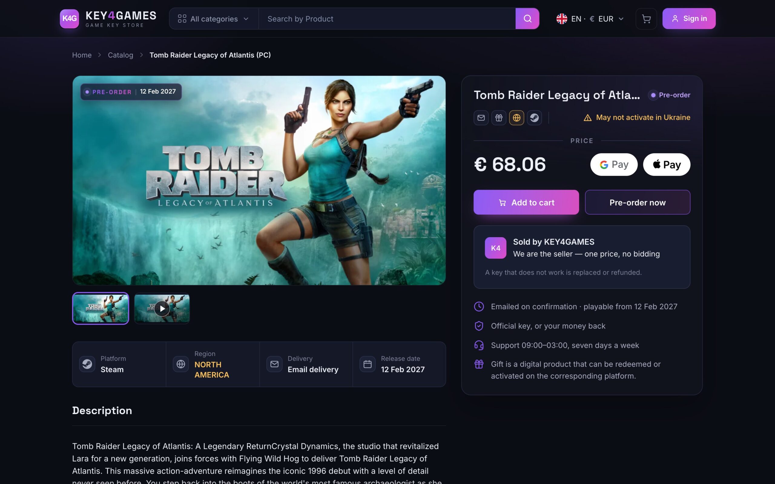 Сторінка товару Tomb Raider Legacy of Atlantis