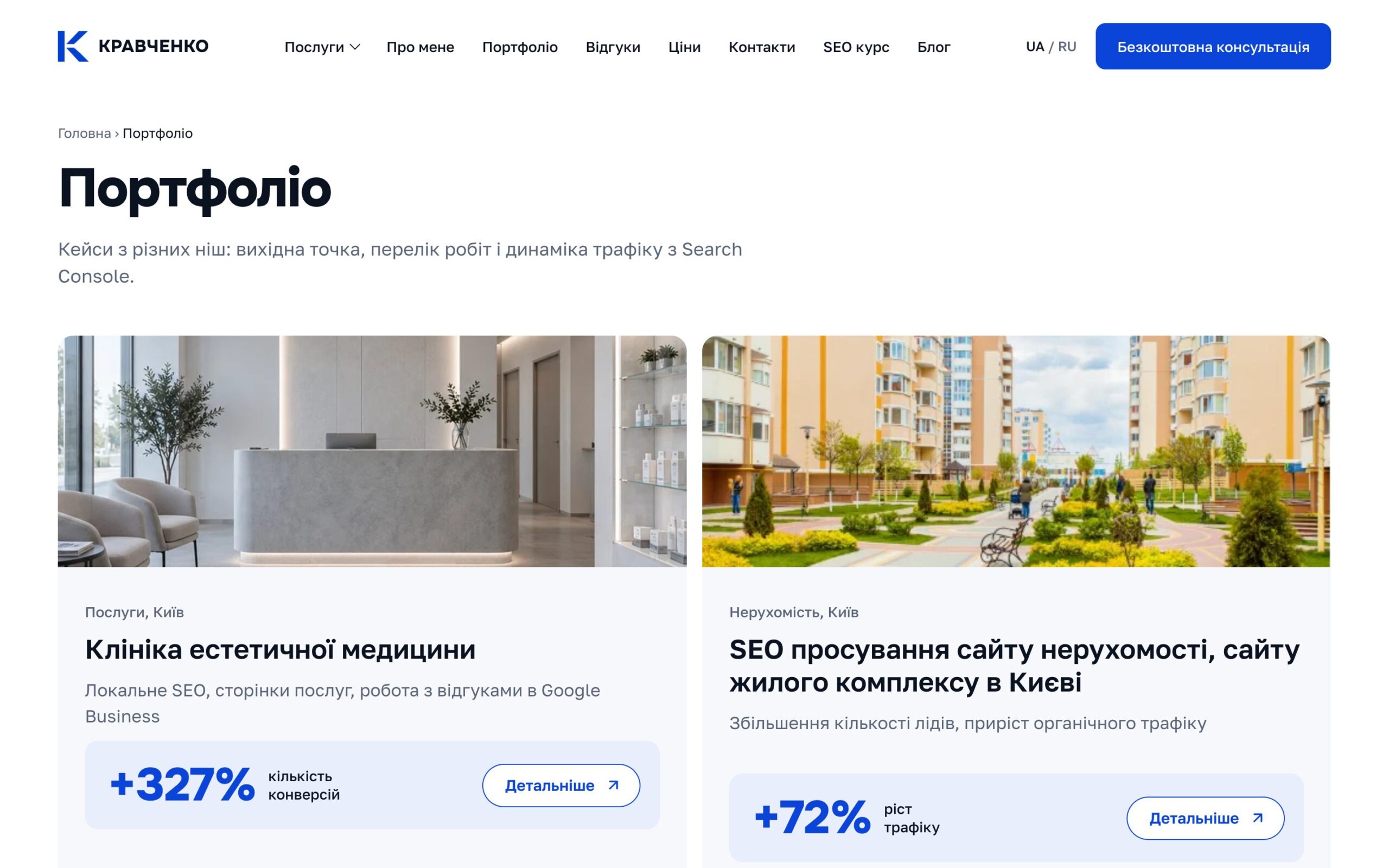 Сторінка «Портфоліо»