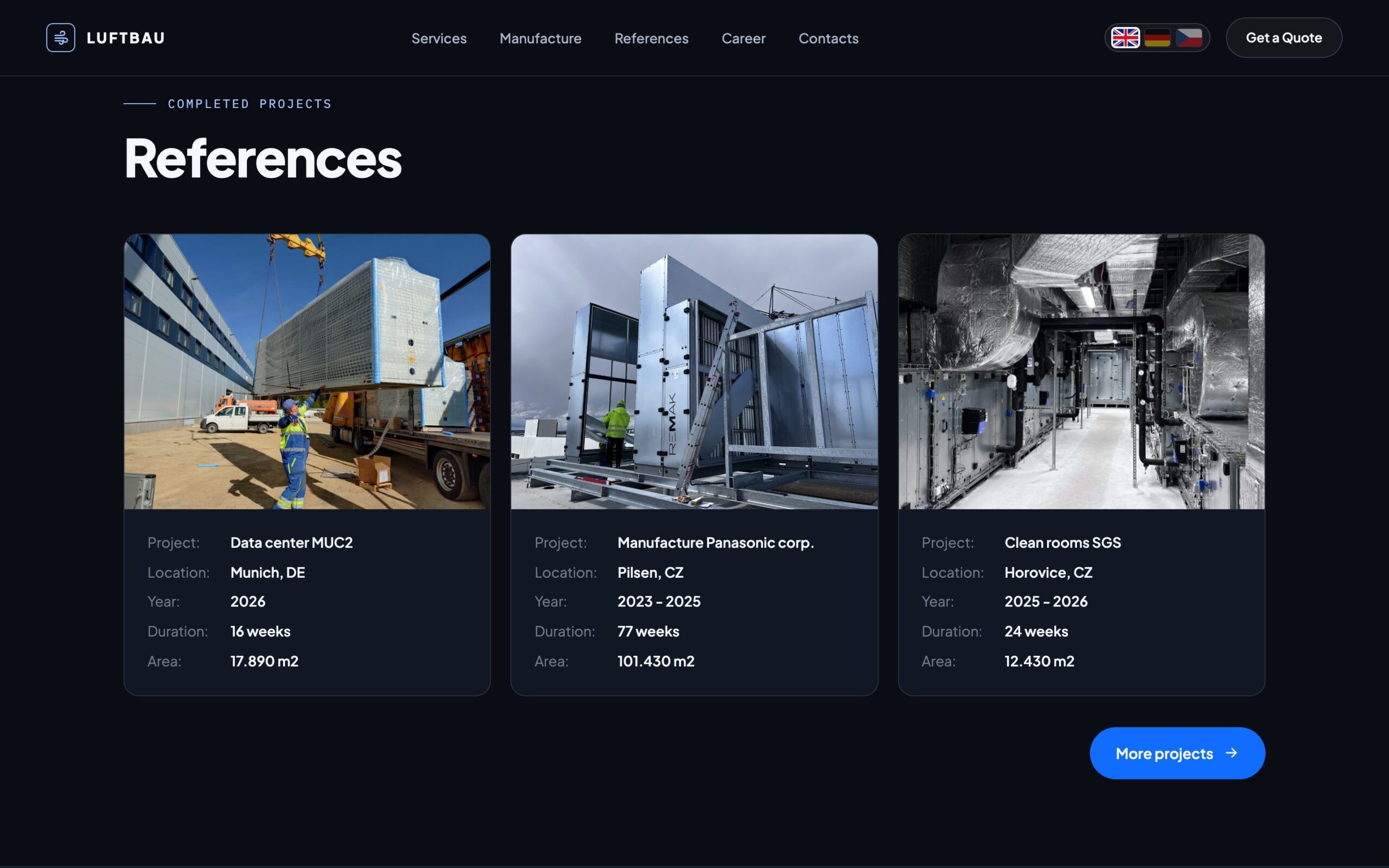 References block on the luftbau.eu home page