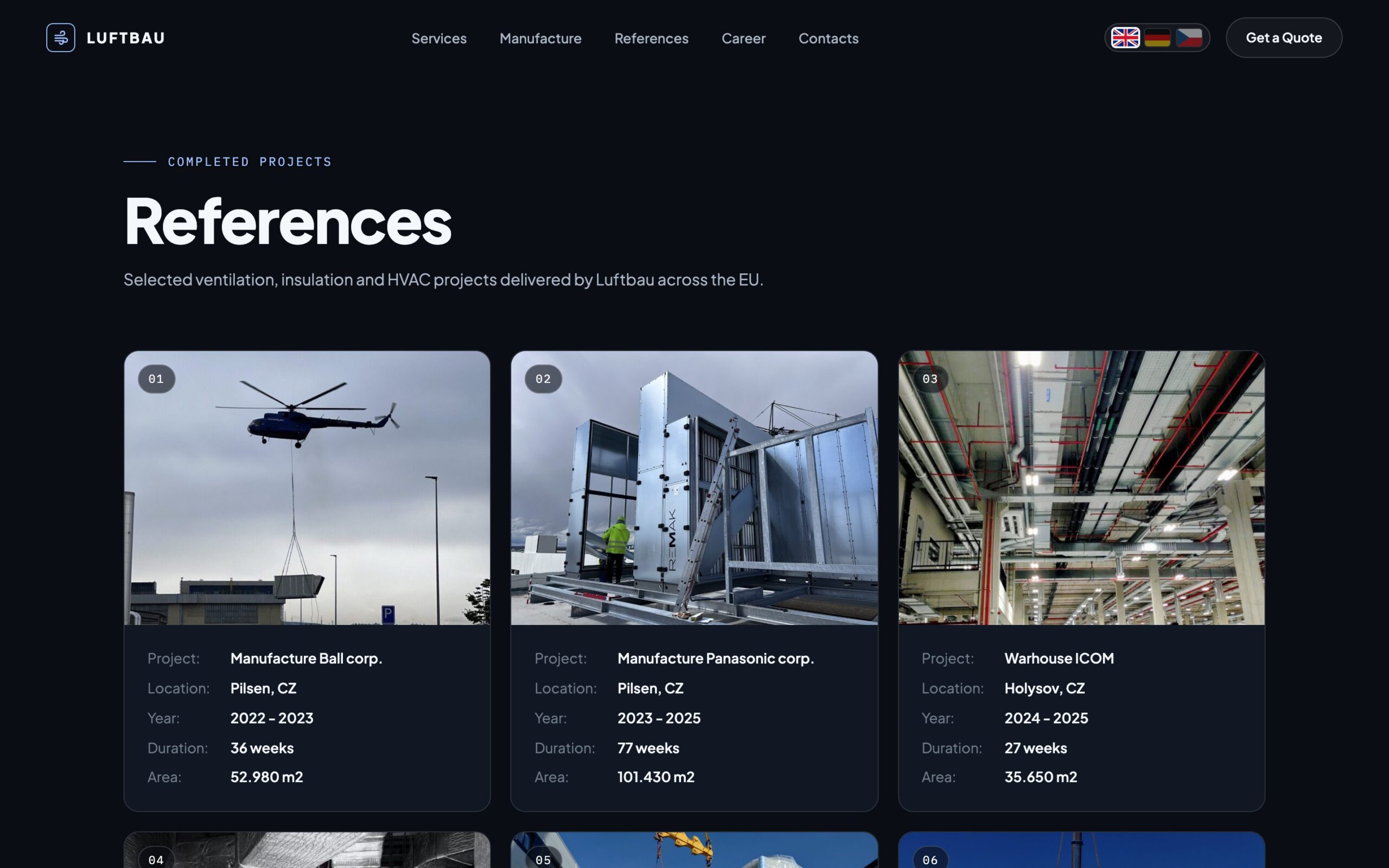 References page — all Luftbau projects