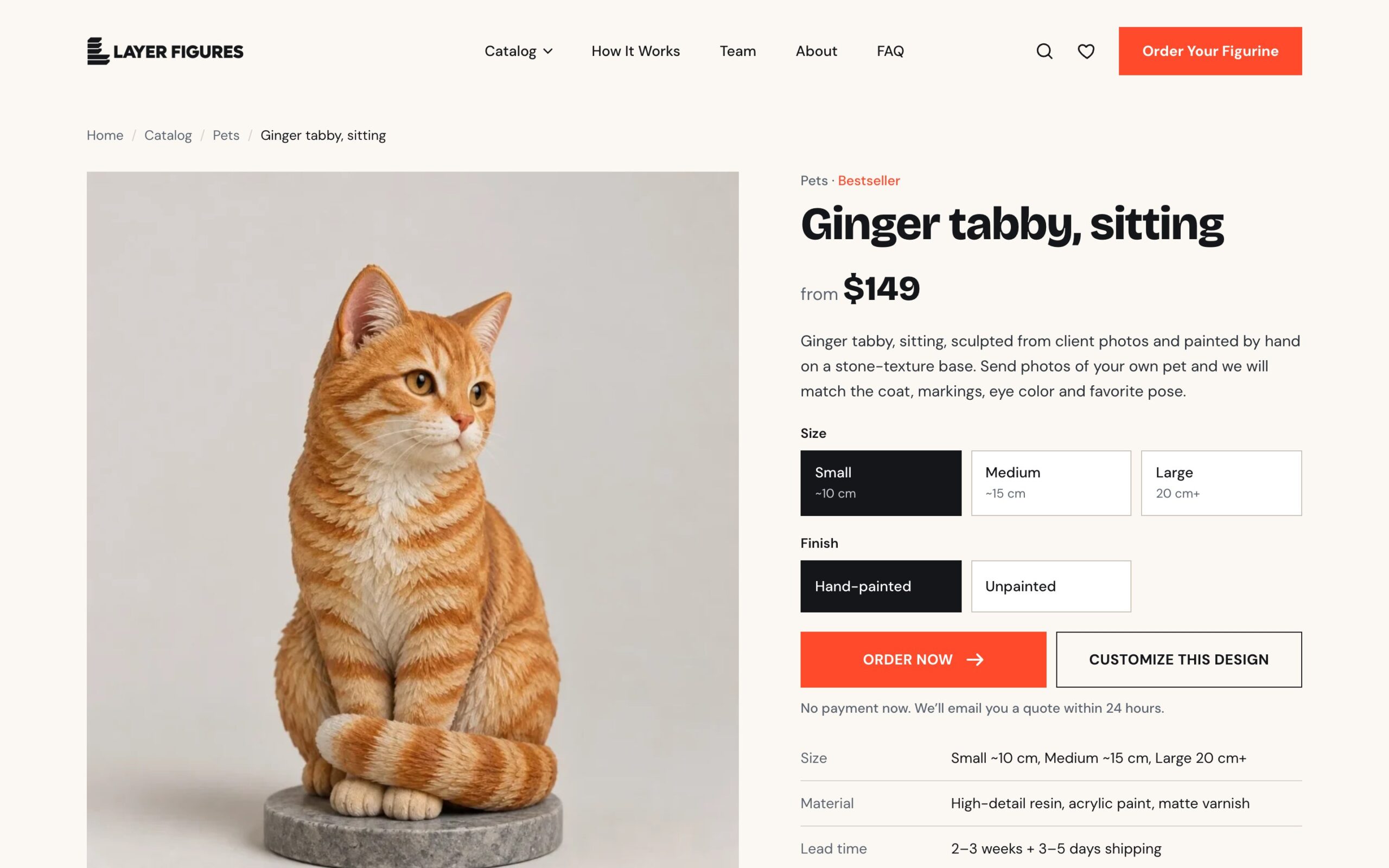 Картка фігурки «Ginger tabby, sitting»
