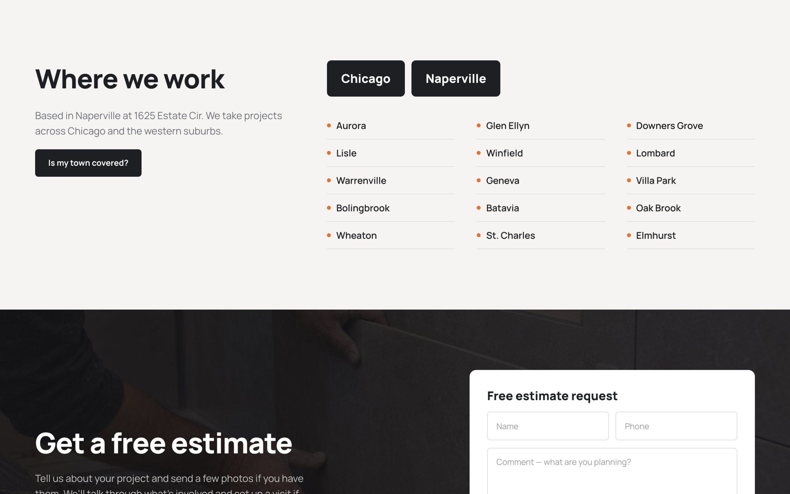 Блок «Where we work» зі списком міст