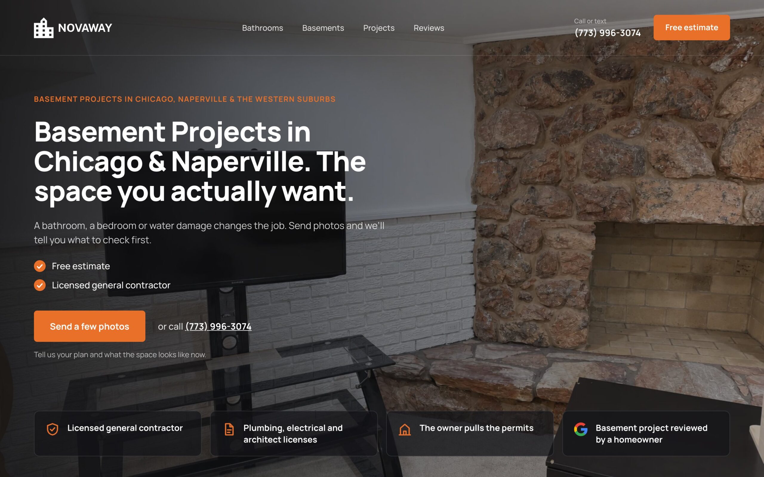 Лендінг «Basement Projects in Chicago & Naperville»
