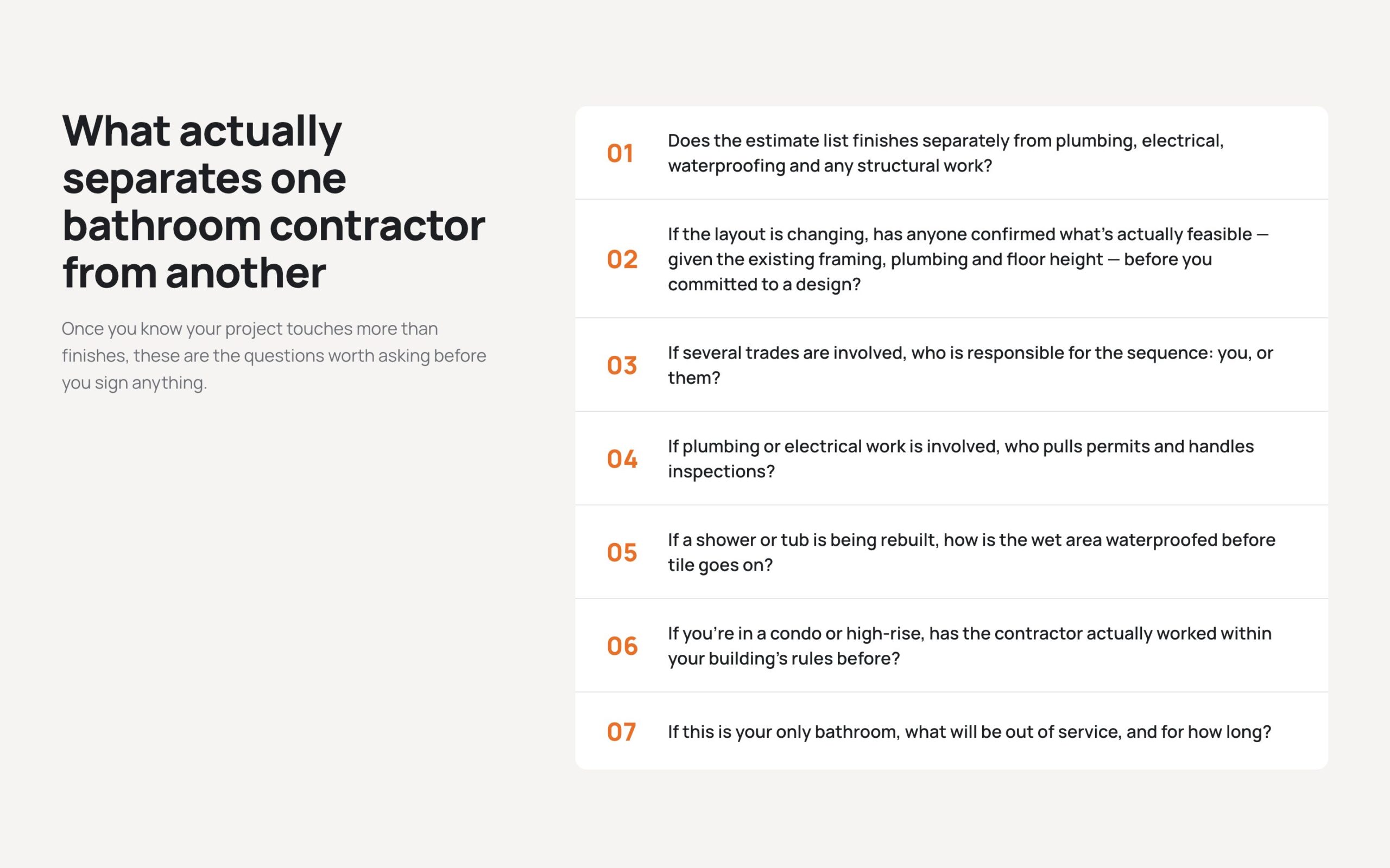 Блок «What actually separates one bathroom contractor from another»