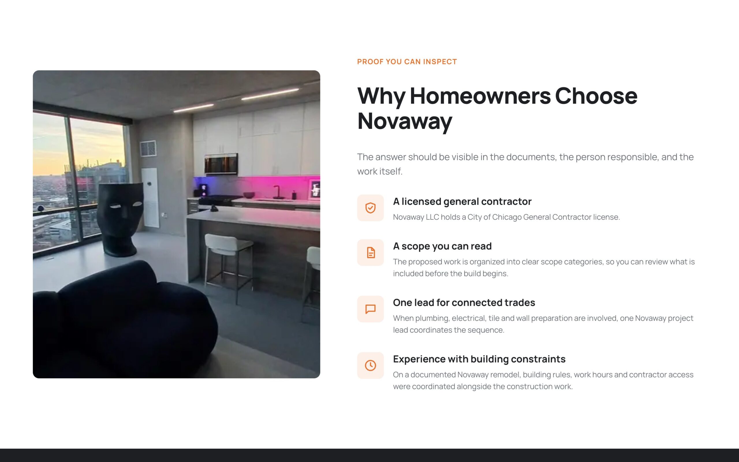 Блок «Why Homeowners Choose Novaway»
