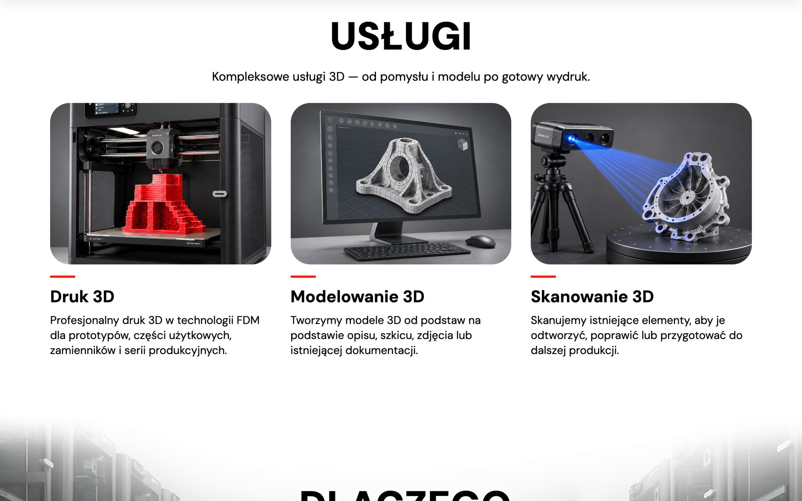 Usługi — printing, modelling and scanning